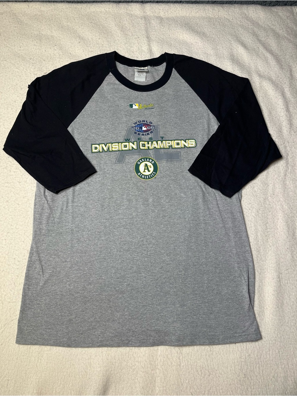 Vintage 2006 MLB Oakland Athletics Division Champions 3/4 LS T Shirt Mens XL Y2K